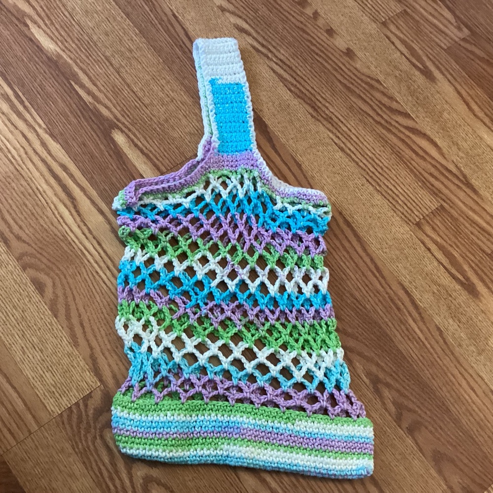 Hand Crafted  Crocheted Striped Carry All Bag